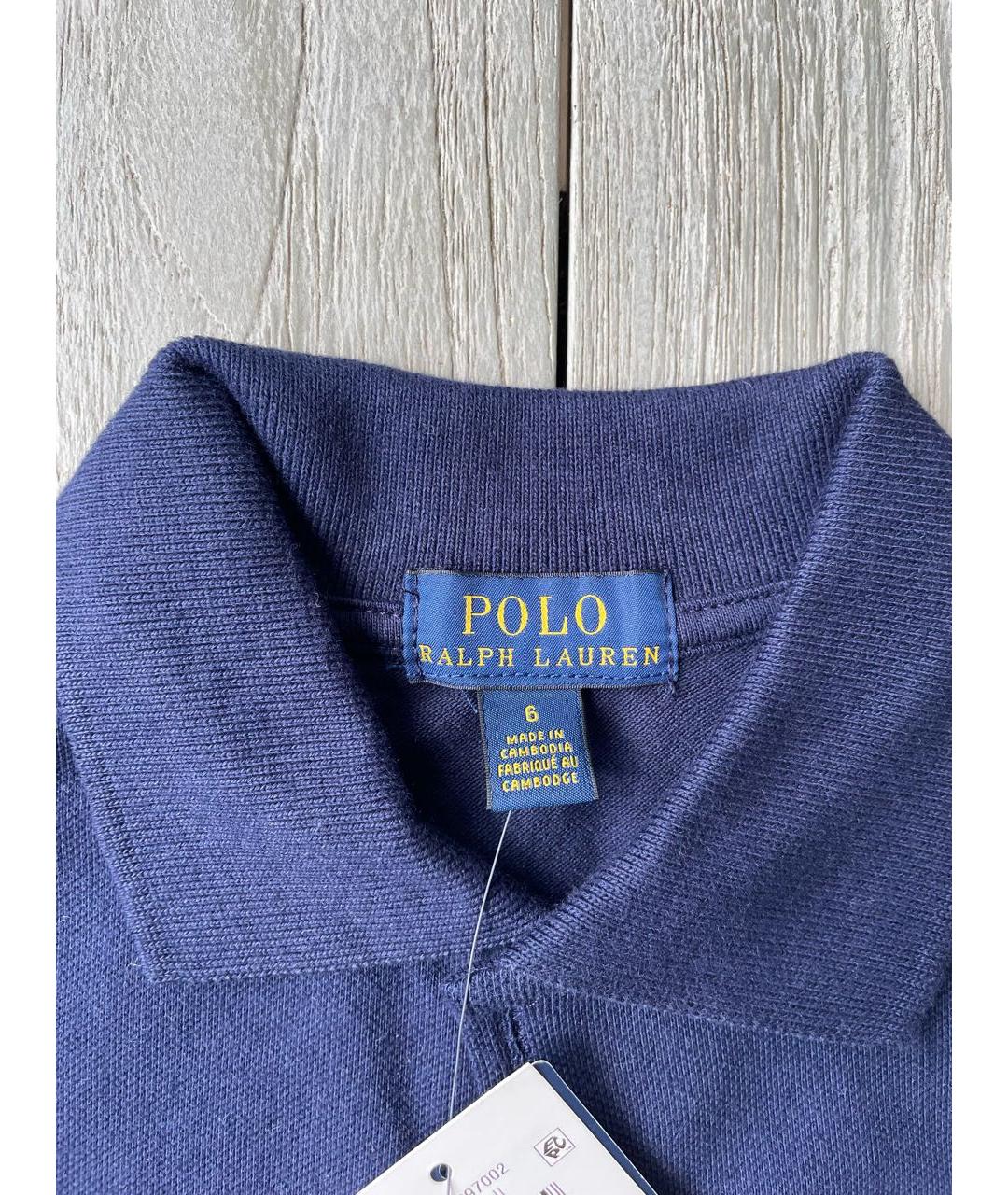 POLO RALPH LAUREN Темно-синий хлопковый детская футболка / топ, фото 4