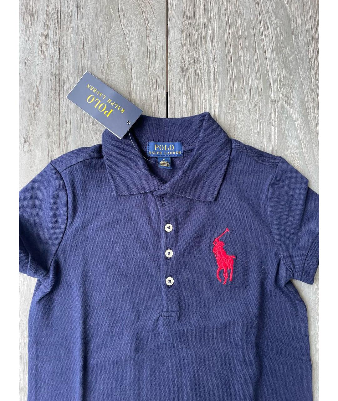 POLO RALPH LAUREN Темно-синий хлопковый детская футболка / топ, фото 5