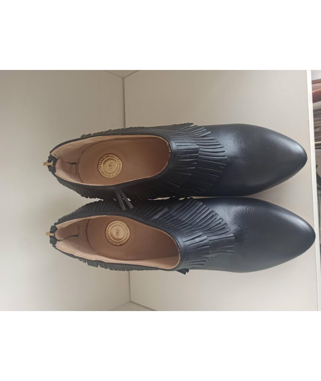 ELISABETTA FRANCHI Черные кожаные ботинки, фото 2