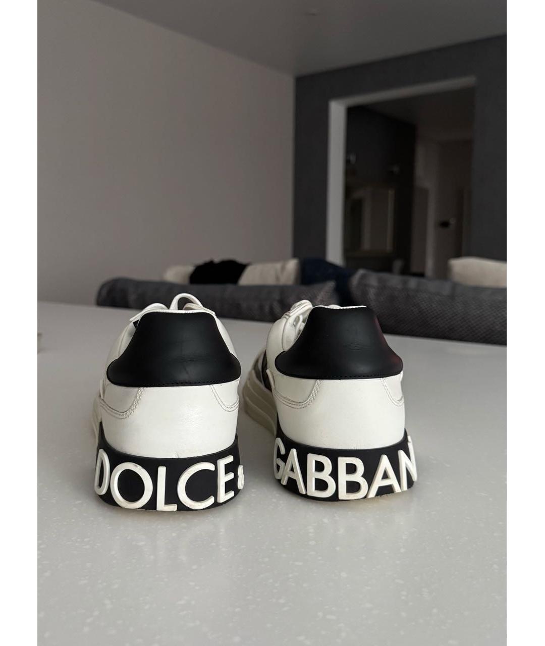 DOLCE&GABBANA Белые кожаные низкие кроссовки / кеды, фото 4