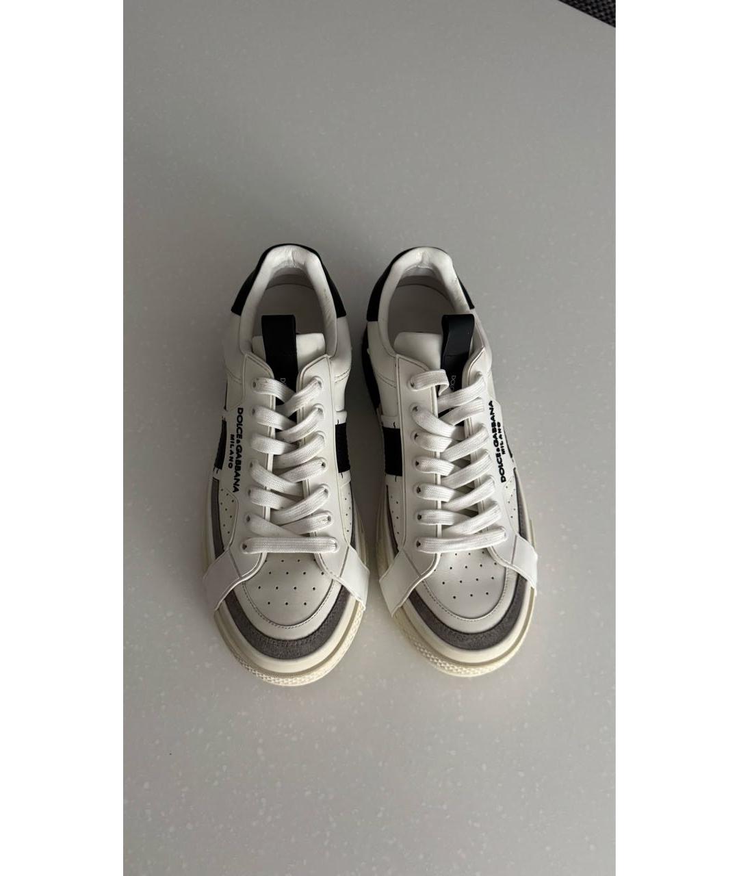 DOLCE&GABBANA Белые кожаные низкие кроссовки / кеды, фото 2