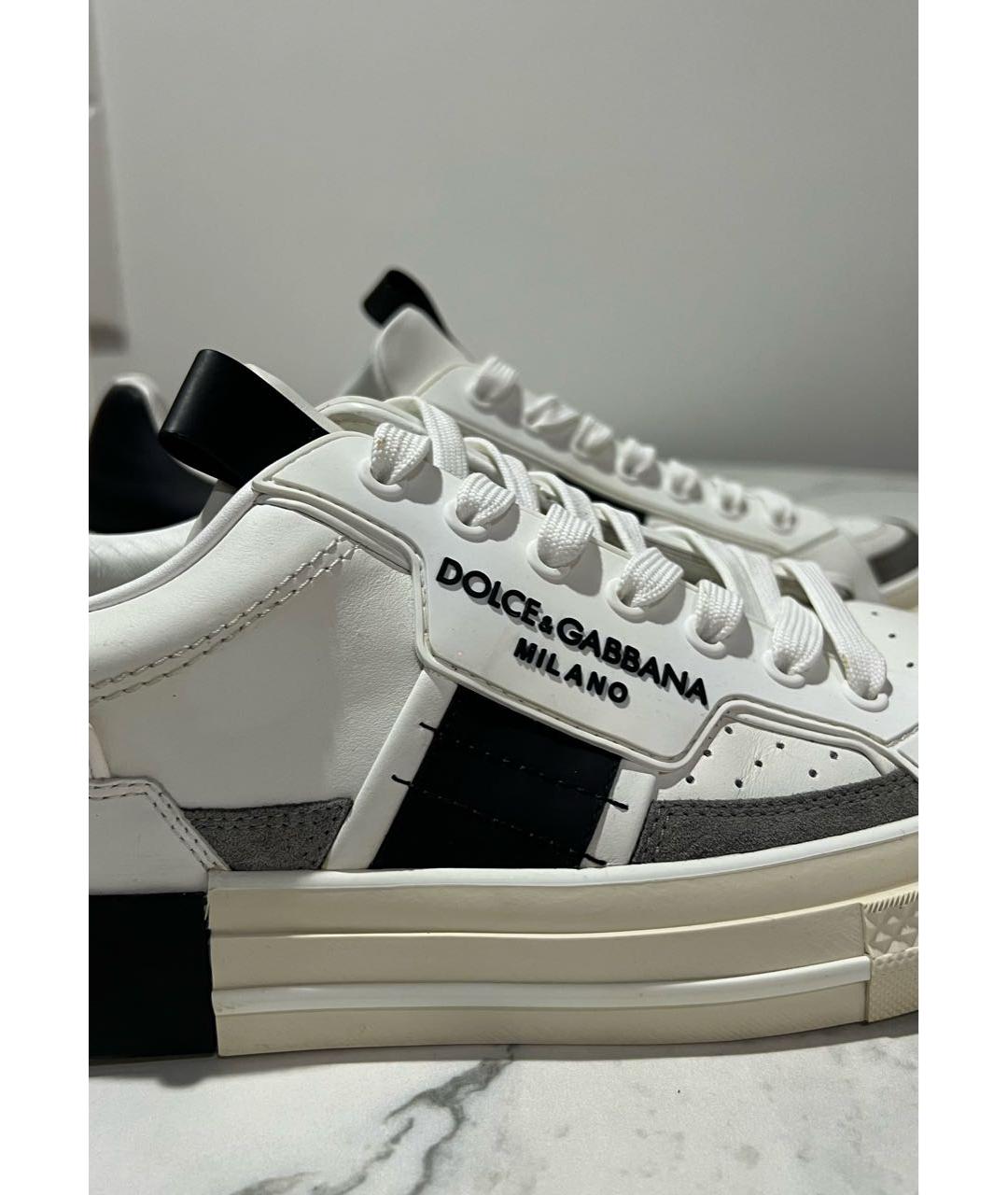 DOLCE&GABBANA Белые кожаные низкие кроссовки / кеды, фото 7