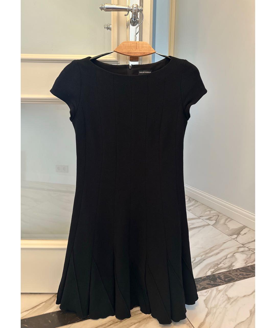 EMPORIO ARMANI Черное шерстяное повседневное платье, фото 7