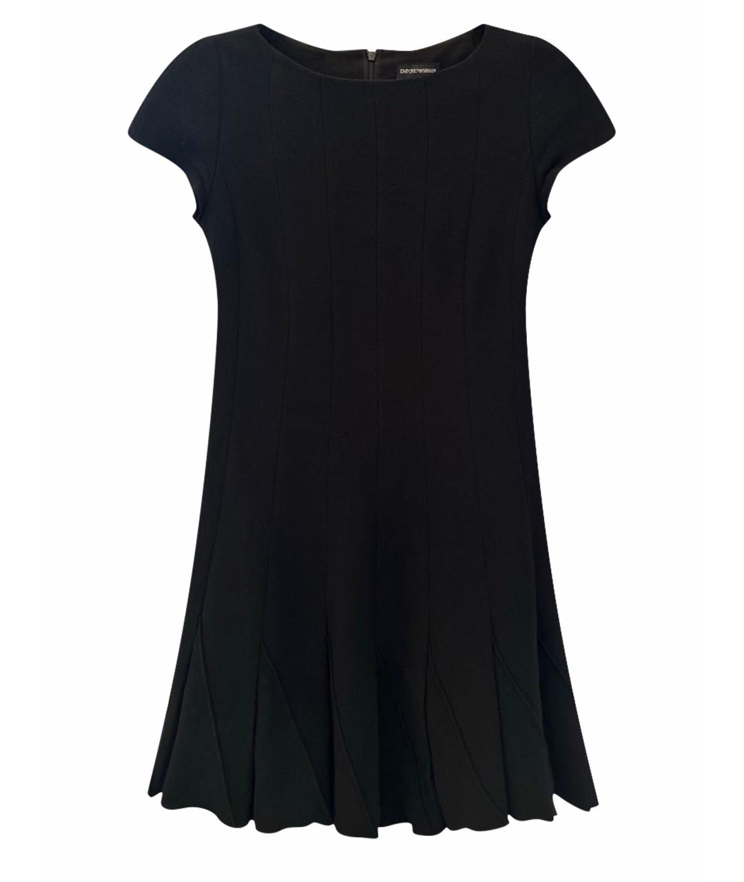 EMPORIO ARMANI Черное шерстяное повседневное платье, фото 1