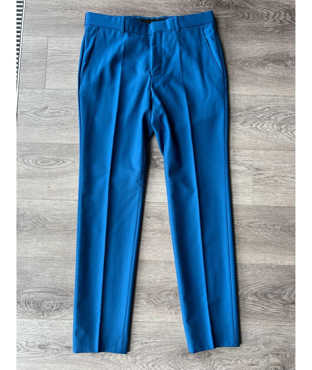 ALEXANDER MCQUEEN Синие шерстяные классические брюки, фото 9