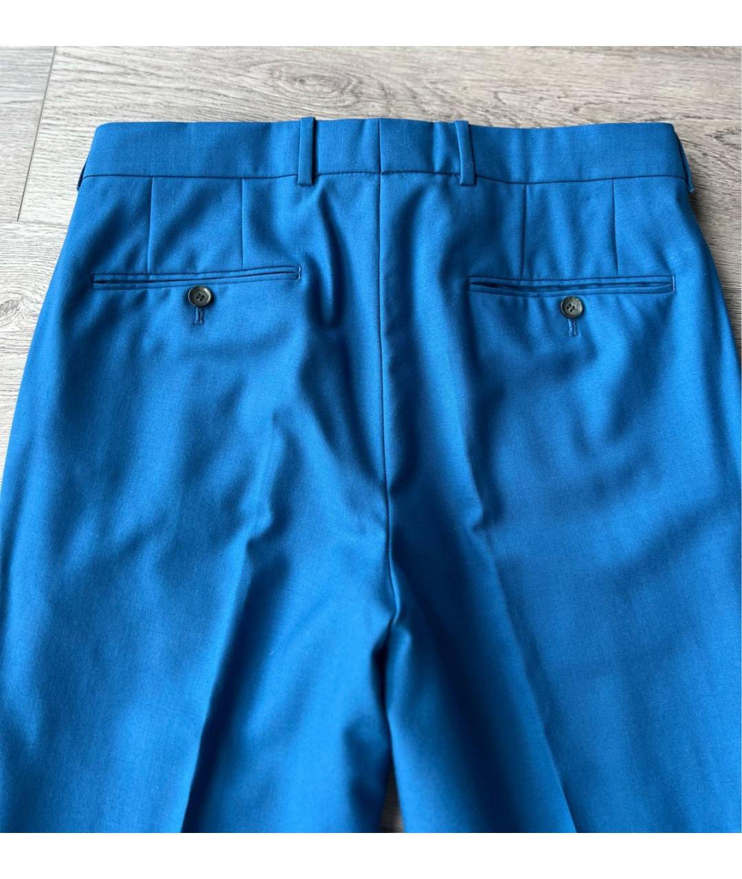 ALEXANDER MCQUEEN Синие шерстяные классические брюки, фото 4