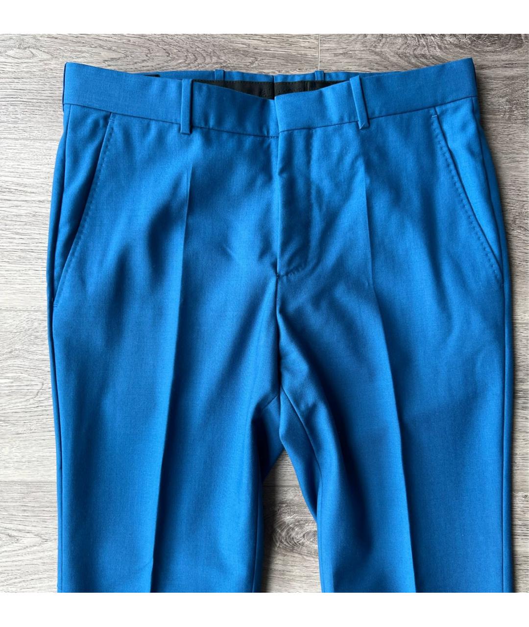 ALEXANDER MCQUEEN Синие шерстяные классические брюки, фото 2