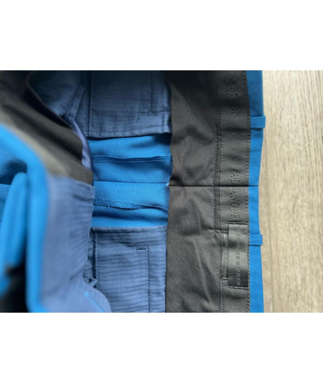 ALEXANDER MCQUEEN Синие шерстяные классические брюки, фото 6