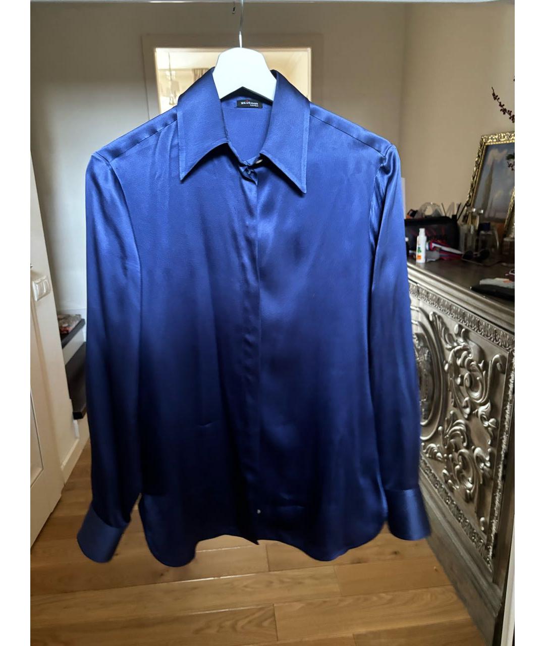 KITON Синяя шелковая блузы, фото 5