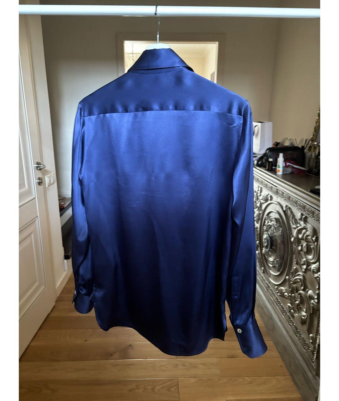 KITON Синяя шелковая блузы, фото 2