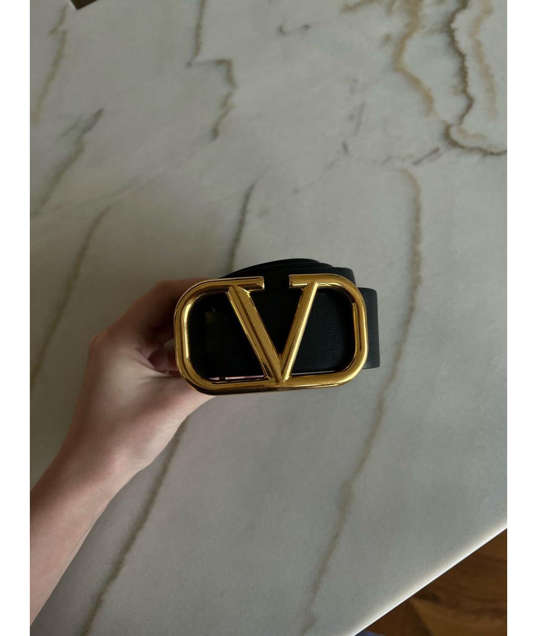VALENTINO Черный кожаный ремень, фото 3