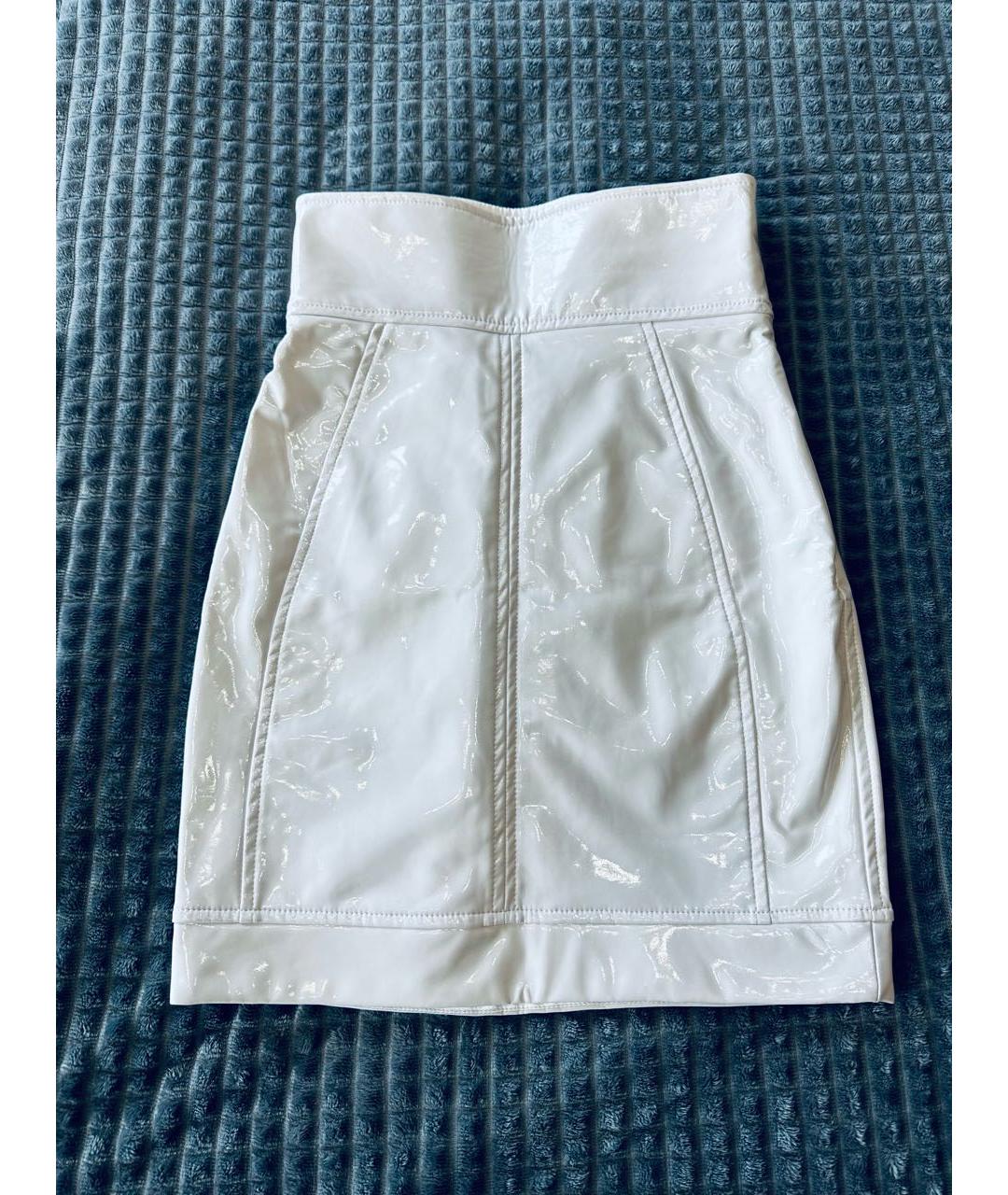 ELISABETTA FRANCHI Белая полиэстеровая юбка мини, фото 9