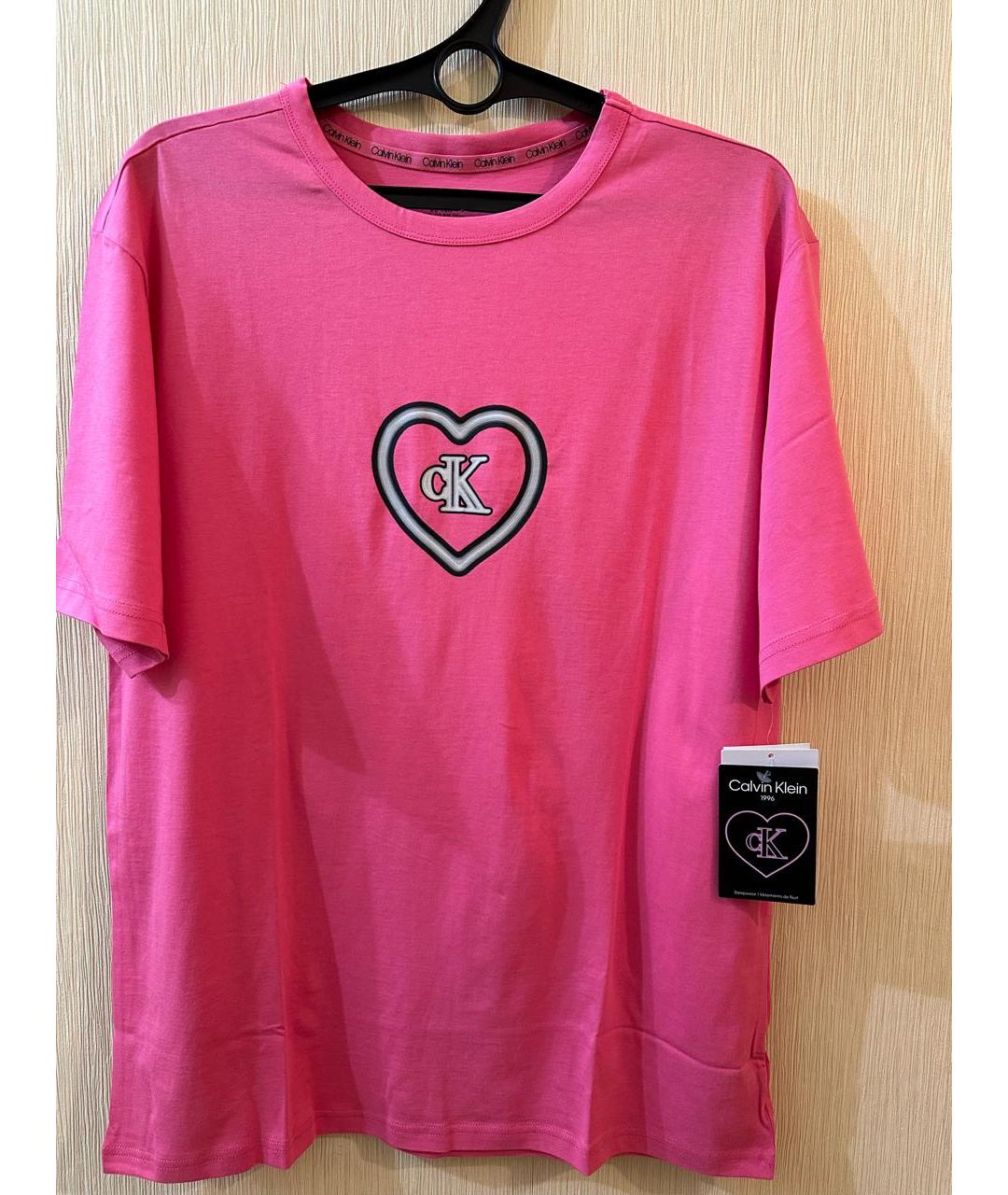 CALVIN KLEIN Розовая хлопковая футболка, фото 9