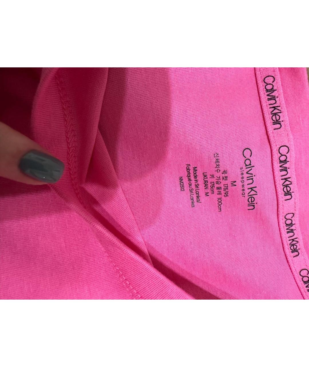 CALVIN KLEIN Розовая хлопковая футболка, фото 7