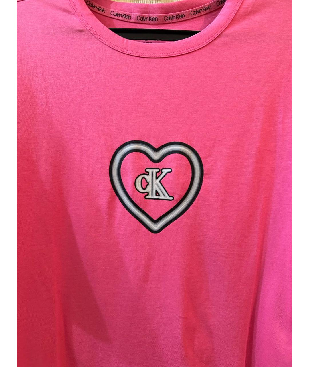 CALVIN KLEIN Розовая хлопковая футболка, фото 2