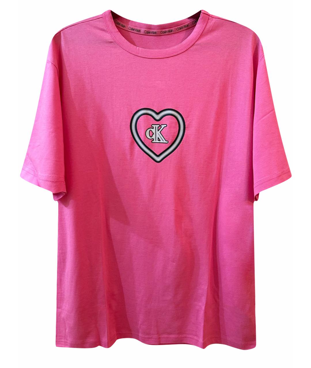 CALVIN KLEIN Розовая хлопковая футболка, фото 1