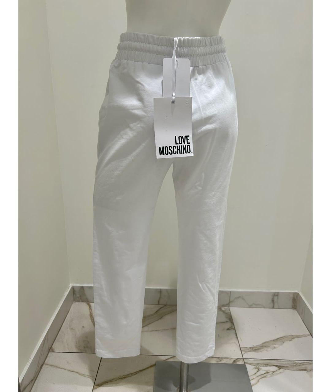 LOVE MOSCHINO Белые хлопковые прямые брюки, фото 2