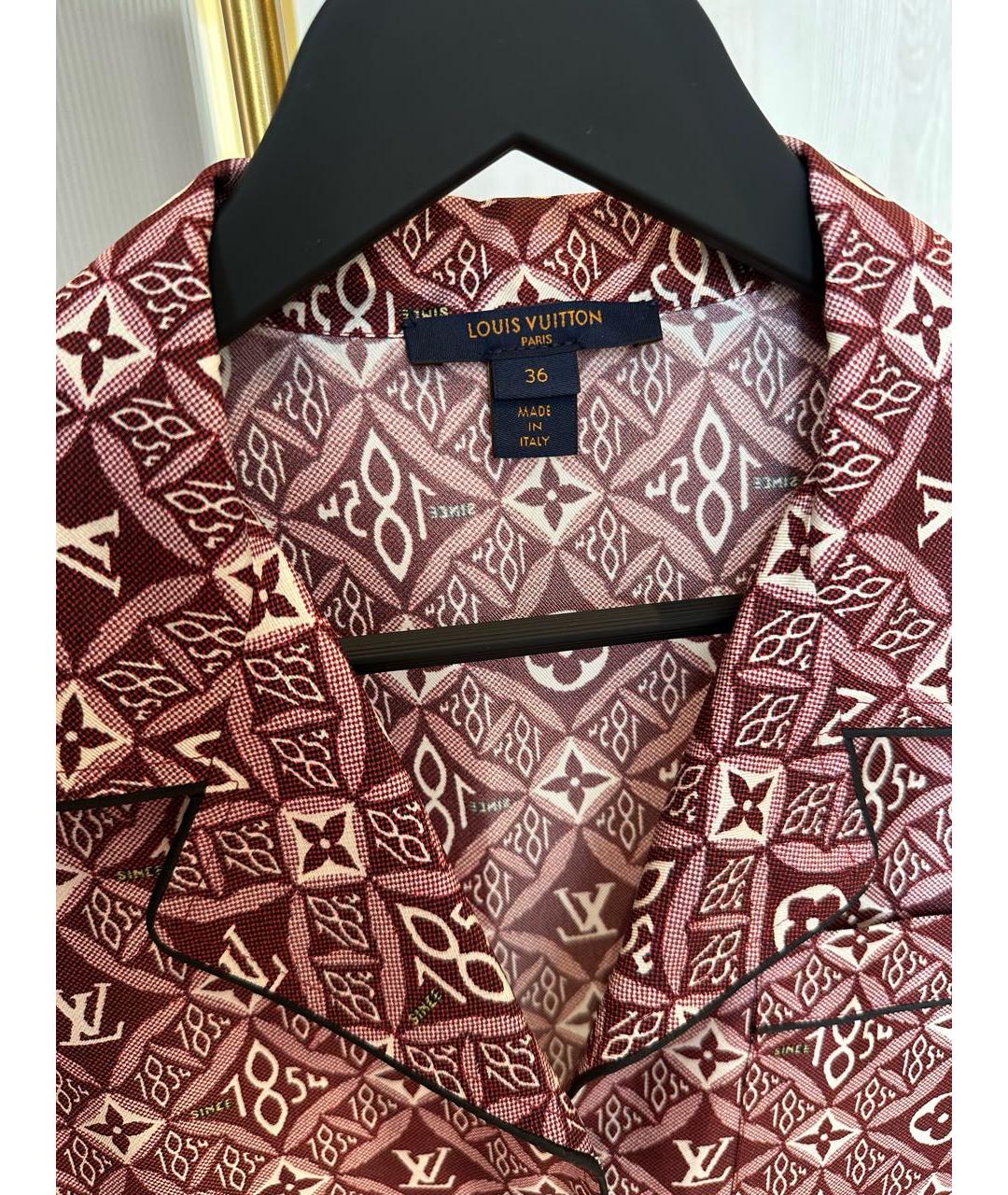 LOUIS VUITTON PRE-OWNED Бордовая шелковая рубашка, фото 3
