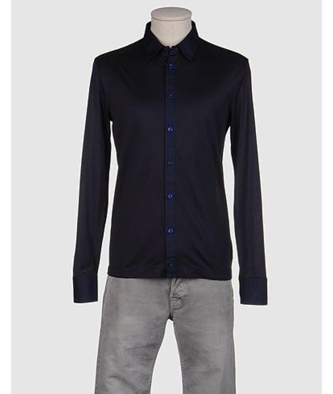 BIKKEMBERGS Темно-синяя хлопко-шелковая кэжуал рубашка, фото 7