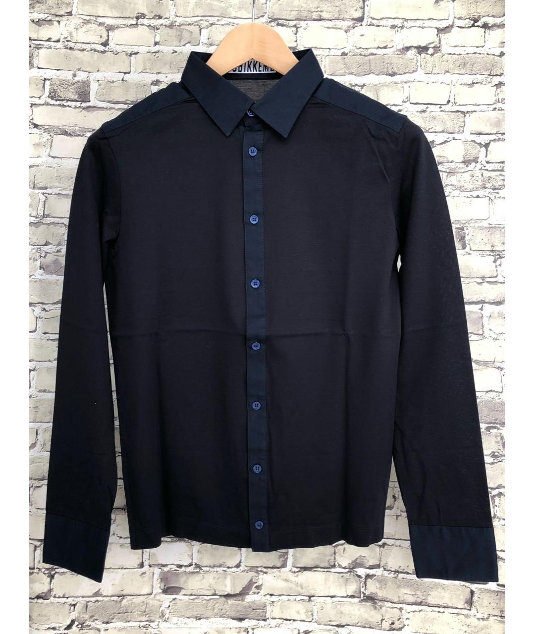 BIKKEMBERGS Темно-синяя хлопко-шелковая кэжуал рубашка, фото 9