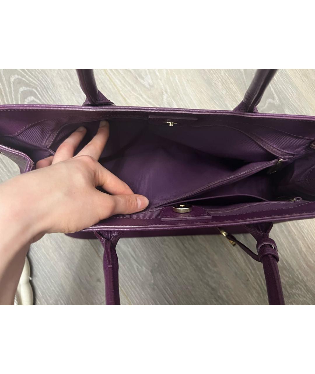 FURLA Фиолетовая кожаная сумка тоут, фото 3