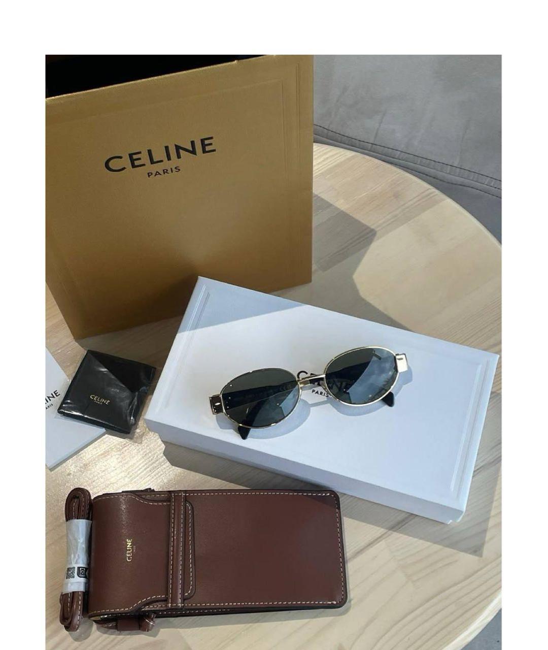 CELINE Золотые металлические солнцезащитные очки, фото 4