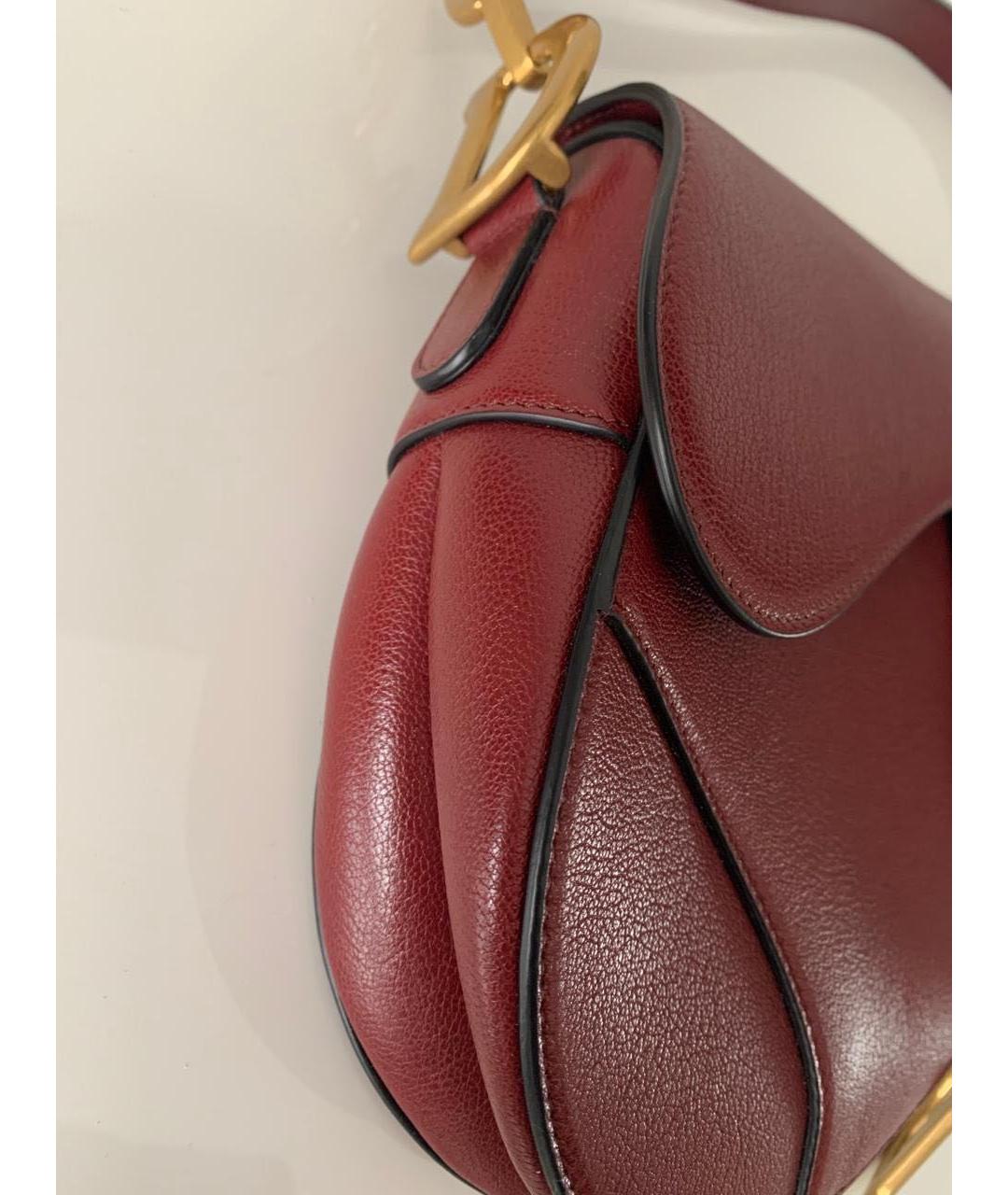 CHRISTIAN DIOR PRE-OWNED Бордовая кожаная сумка с короткими ручками, фото 4