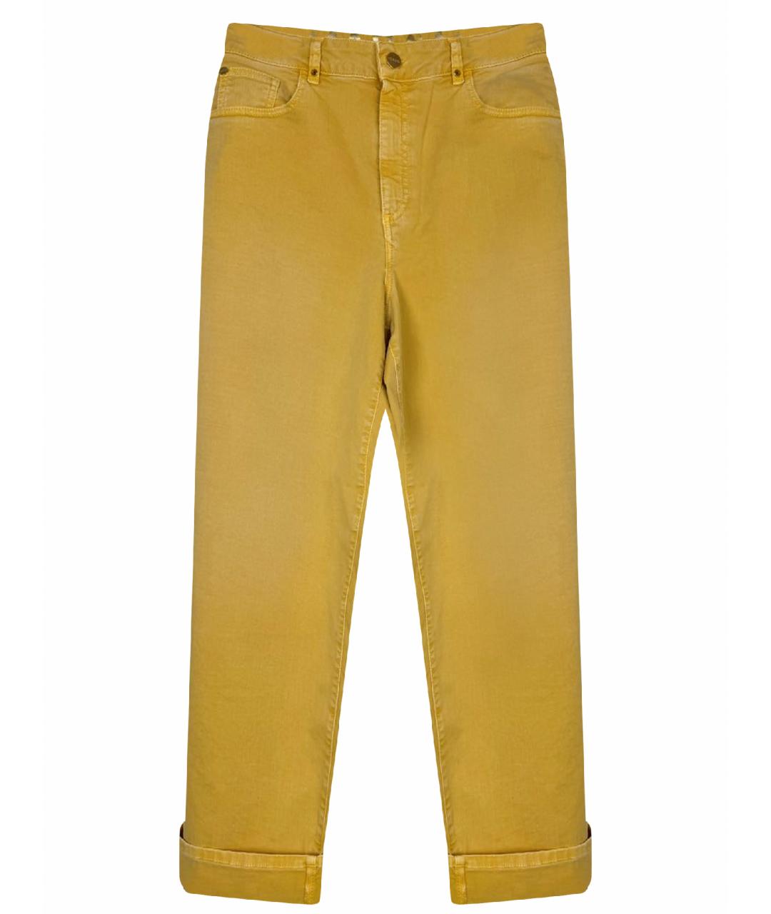 ANGELO MARANI Горчичные хлопко-эластановые прямые джинсы, фото 1