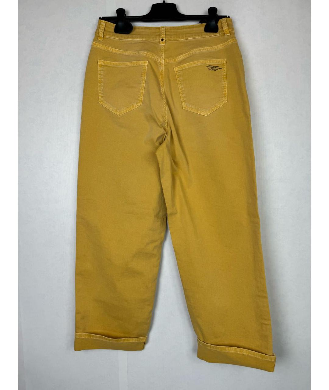 ANGELO MARANI Горчичные хлопко-эластановые прямые джинсы, фото 2