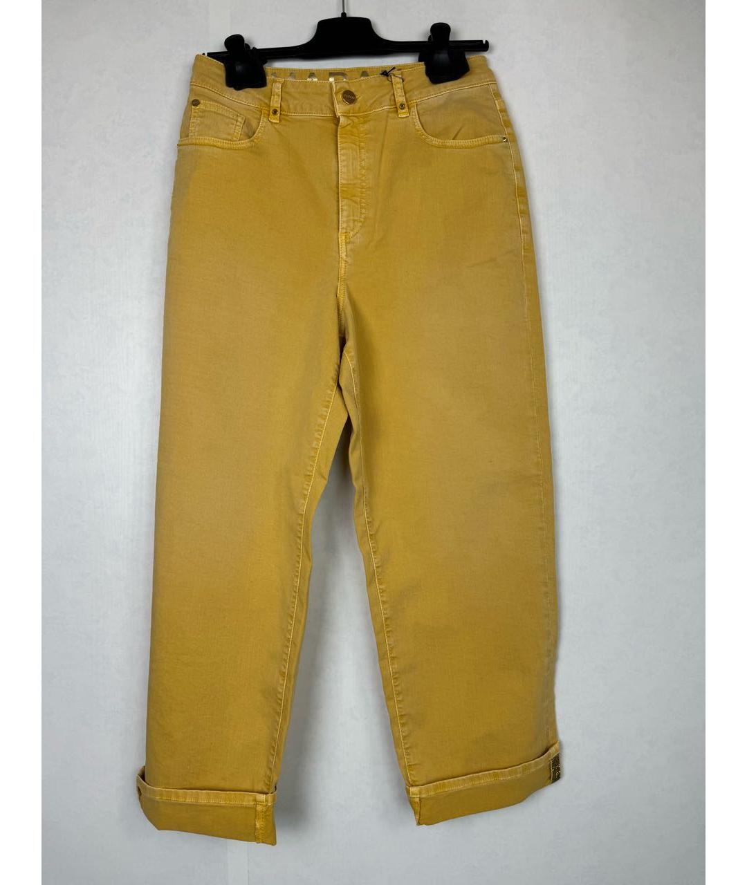 ANGELO MARANI Горчичные хлопко-эластановые прямые джинсы, фото 9