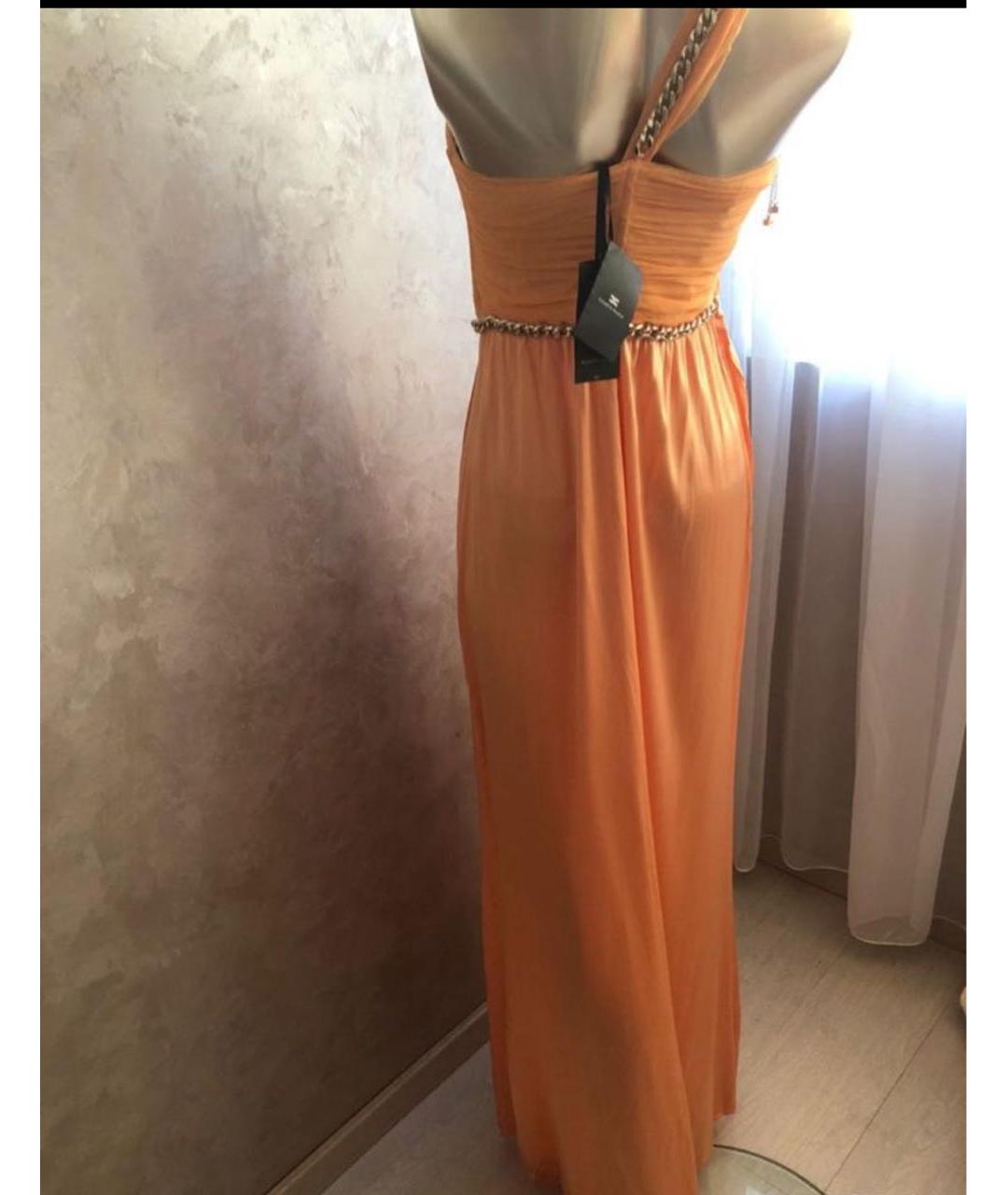 ELISABETTA FRANCHI Оранжевое шелковое вечернее платье, фото 2