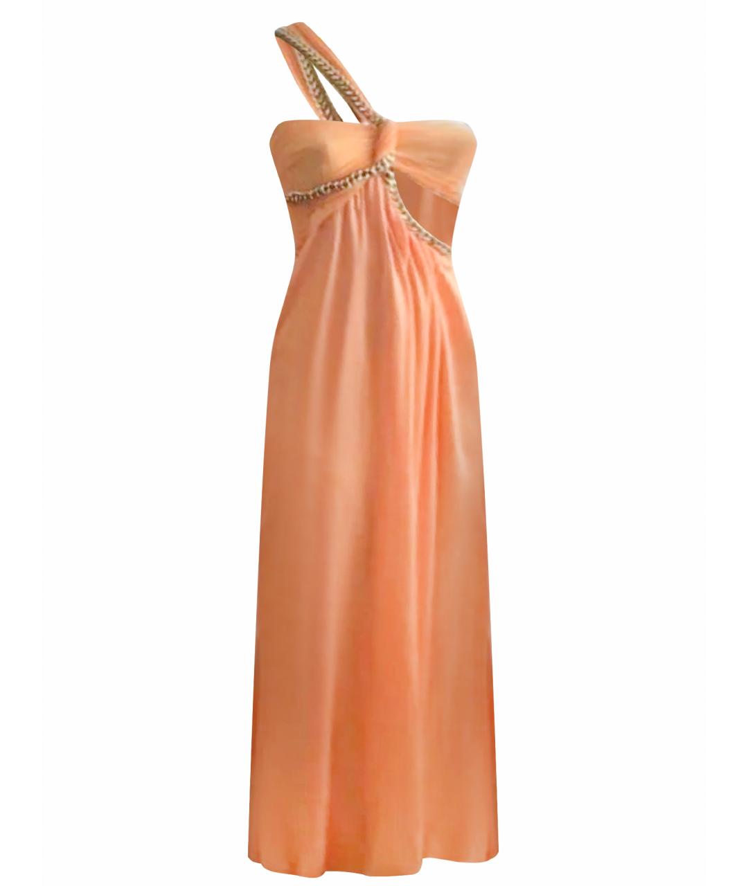 ELISABETTA FRANCHI Оранжевое шелковое вечернее платье, фото 1