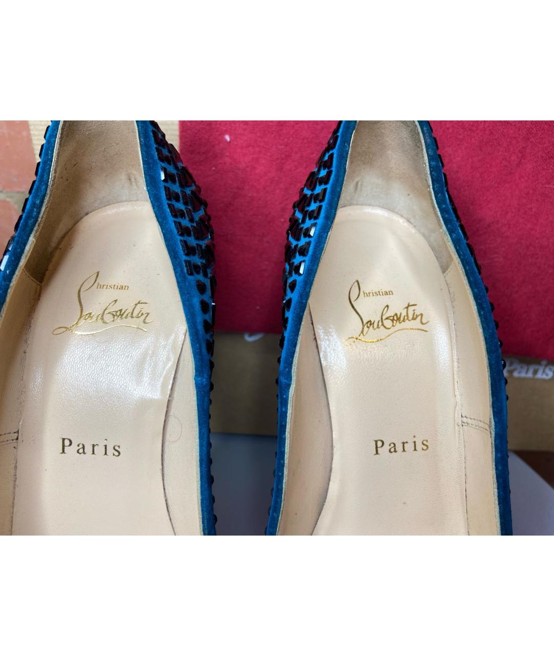 CHRISTIAN LOUBOUTIN Синие замшевые туфли, фото 3