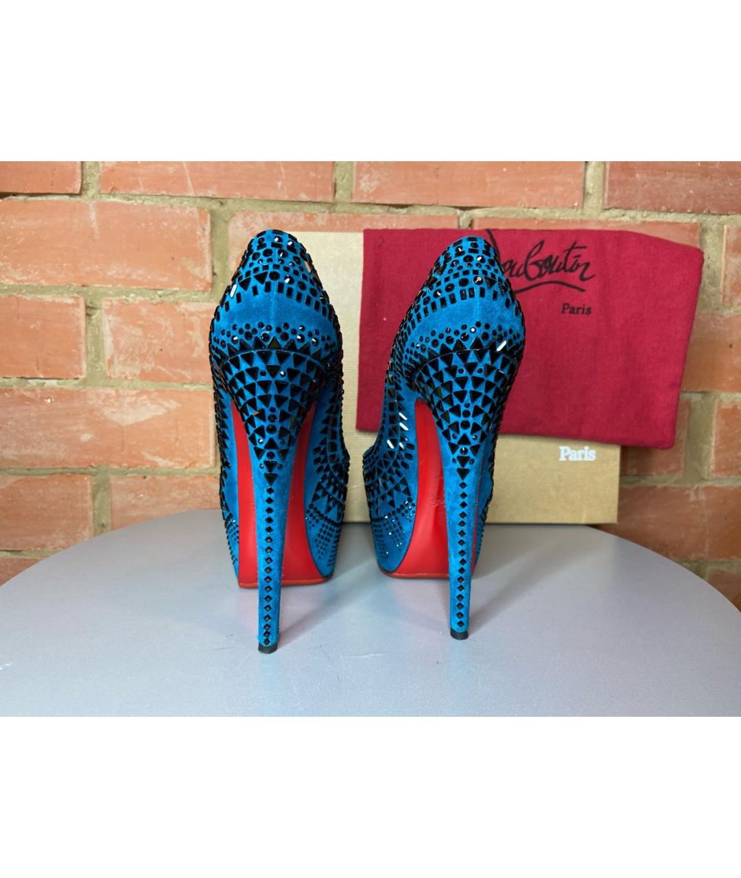 CHRISTIAN LOUBOUTIN Синие замшевые туфли, фото 6