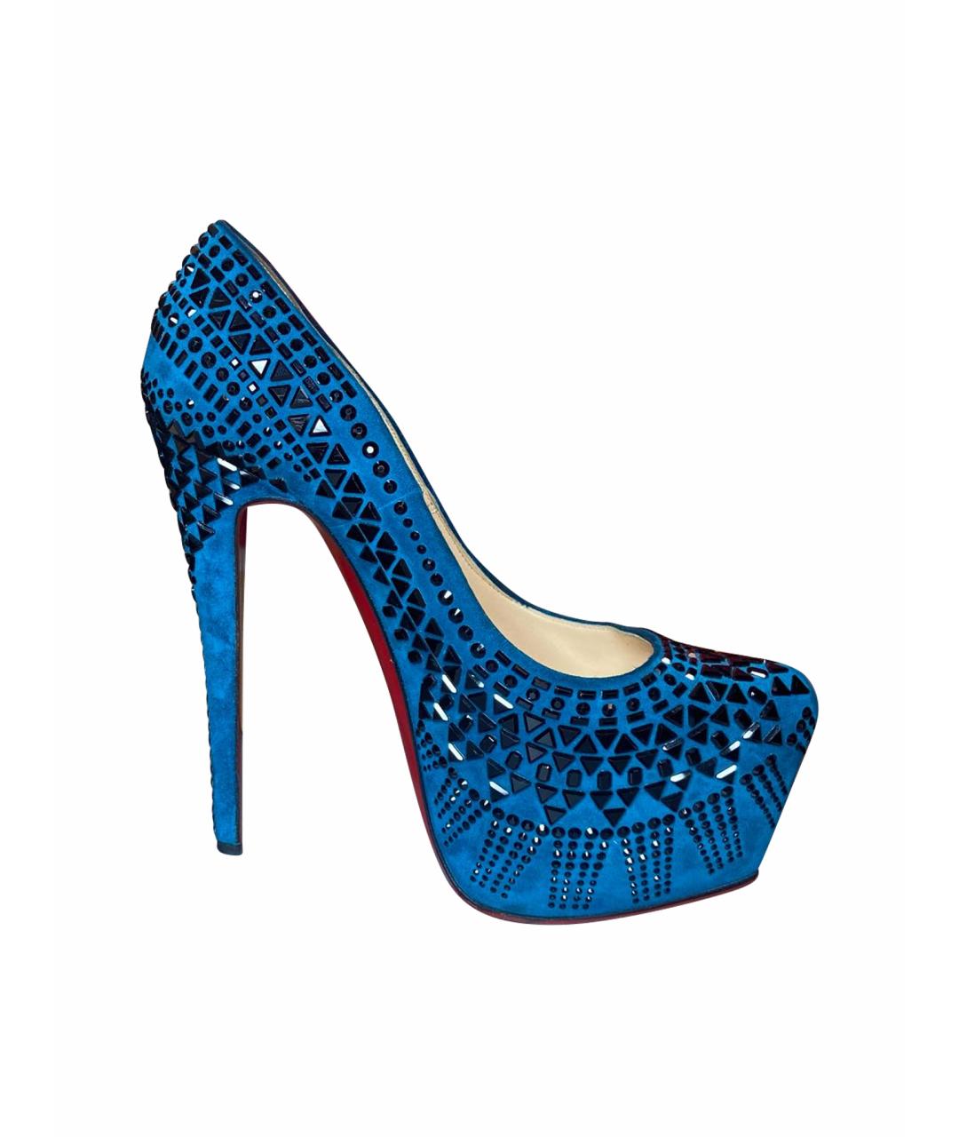 CHRISTIAN LOUBOUTIN Синие замшевые туфли, фото 1