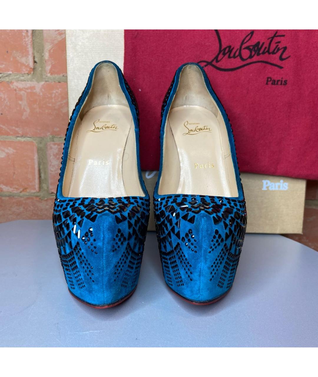 CHRISTIAN LOUBOUTIN Синие замшевые туфли, фото 2