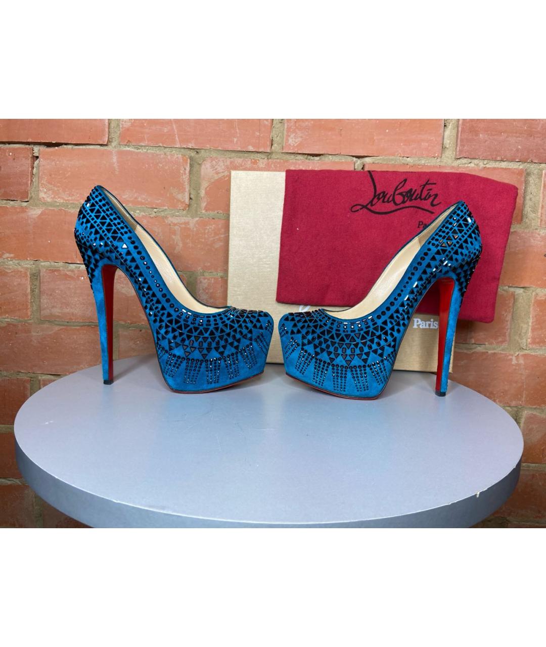 CHRISTIAN LOUBOUTIN Синие замшевые туфли, фото 5
