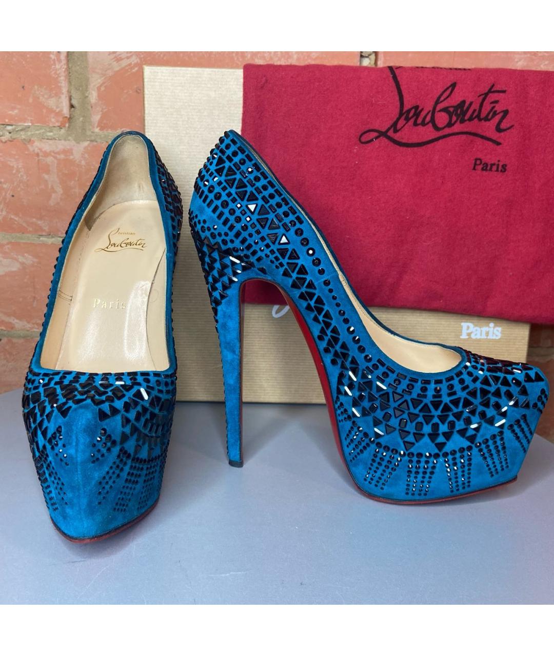 CHRISTIAN LOUBOUTIN Синие замшевые туфли, фото 9