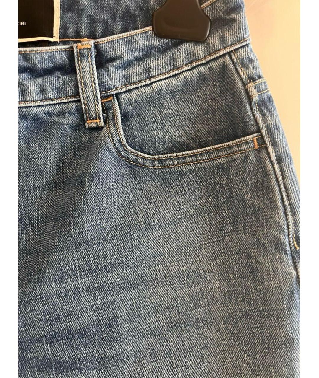 ELISABETTA FRANCHI Синие хлопковые прямые джинсы, фото 4