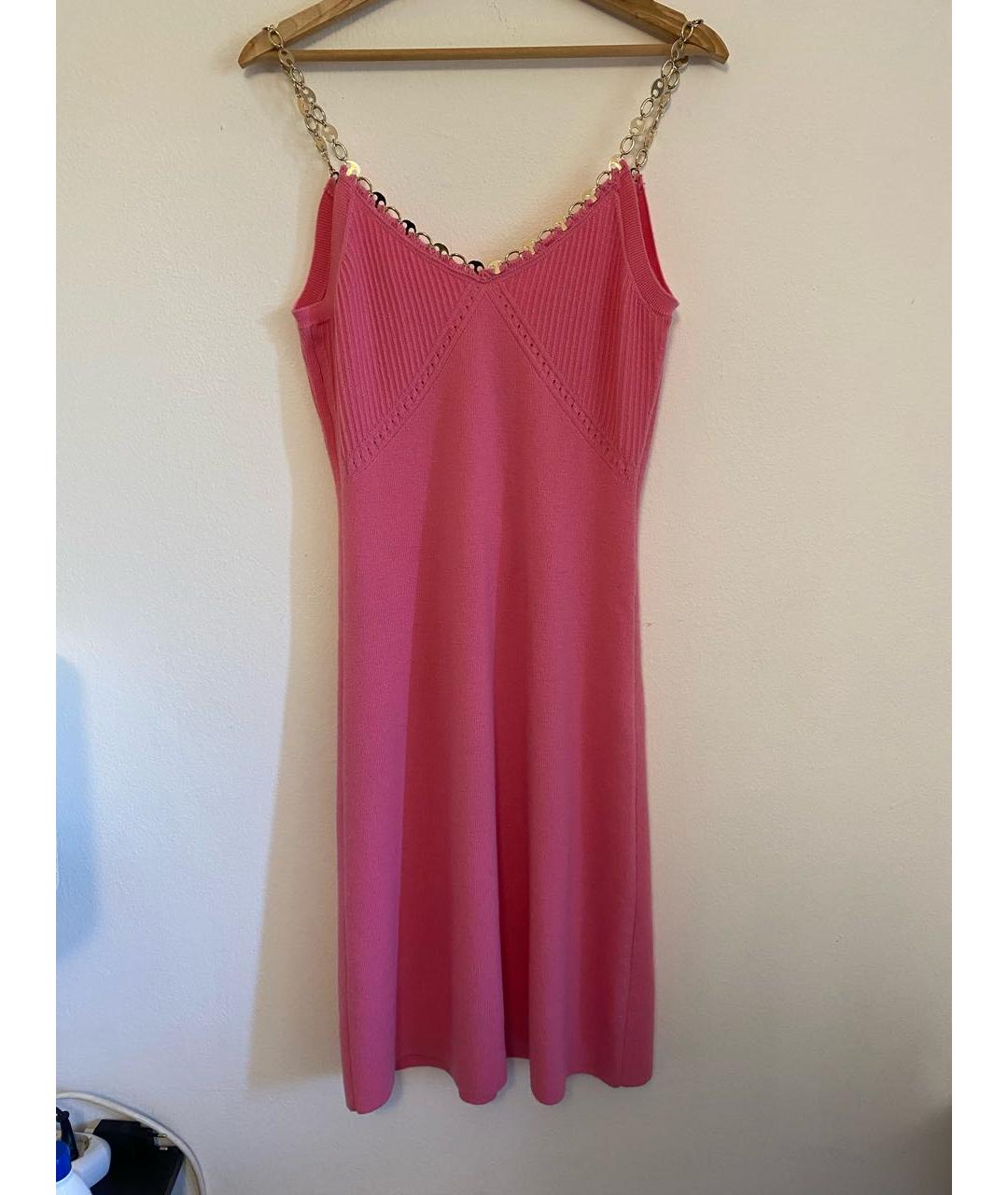 PACO RABANNE Розовое шерстяное повседневное платье, фото 7