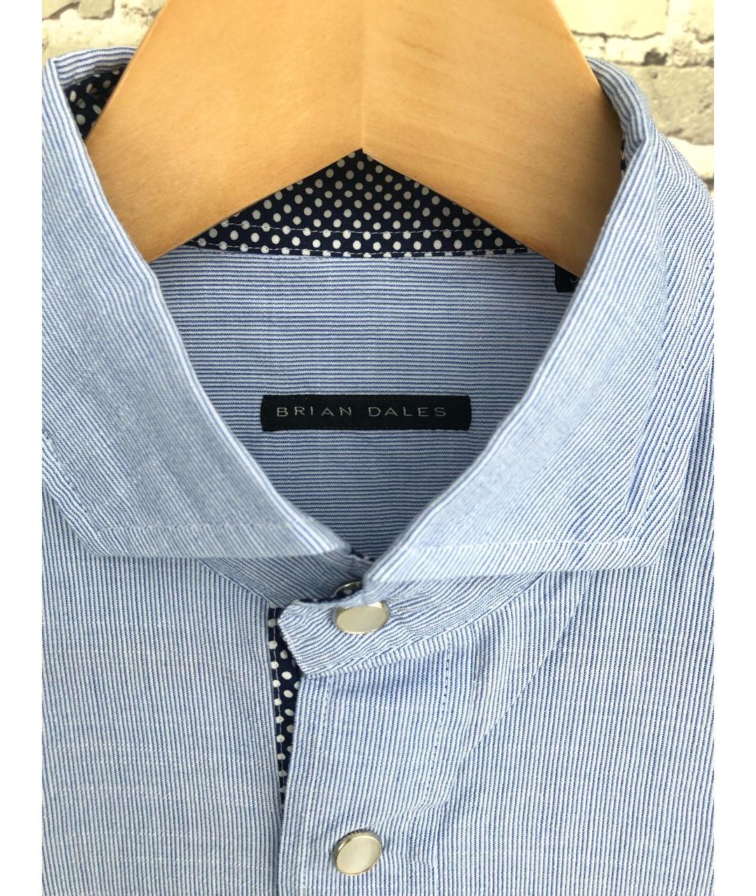 BRIAN DALES Голубая хлопковая кэжуал рубашка, фото 4