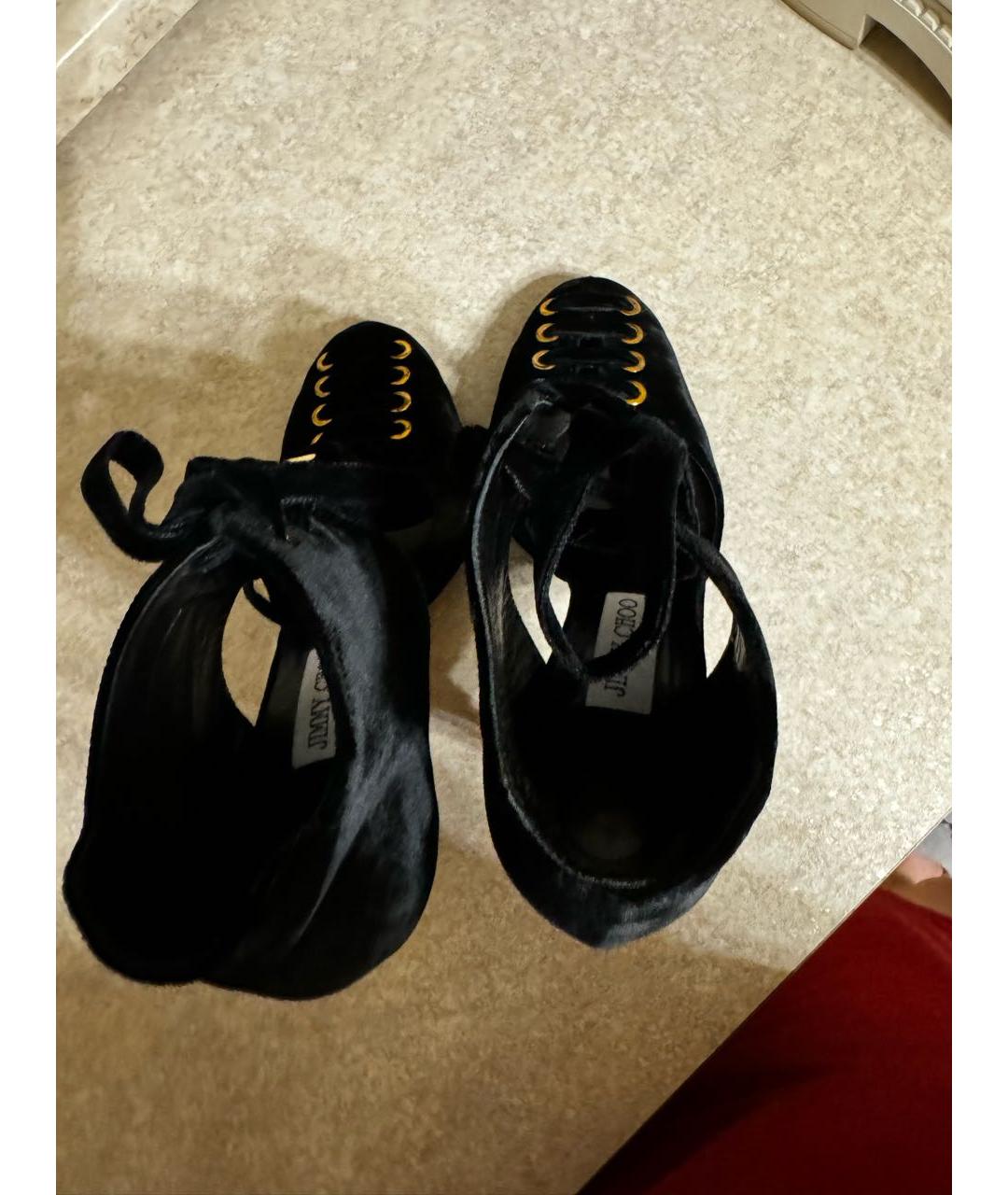 JIMMY CHOO Черные бархатные туфли, фото 3