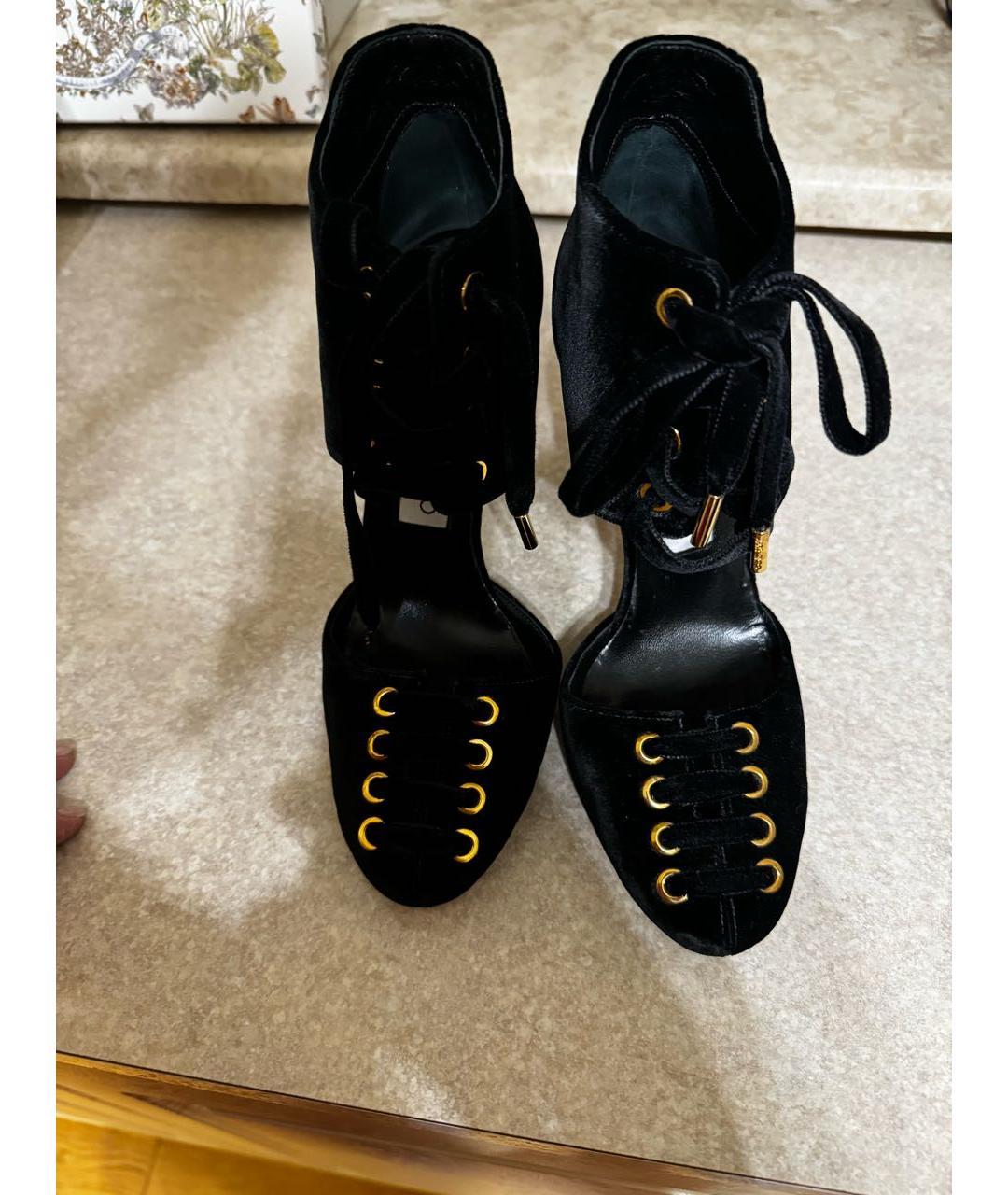 JIMMY CHOO Черные бархатные туфли, фото 2