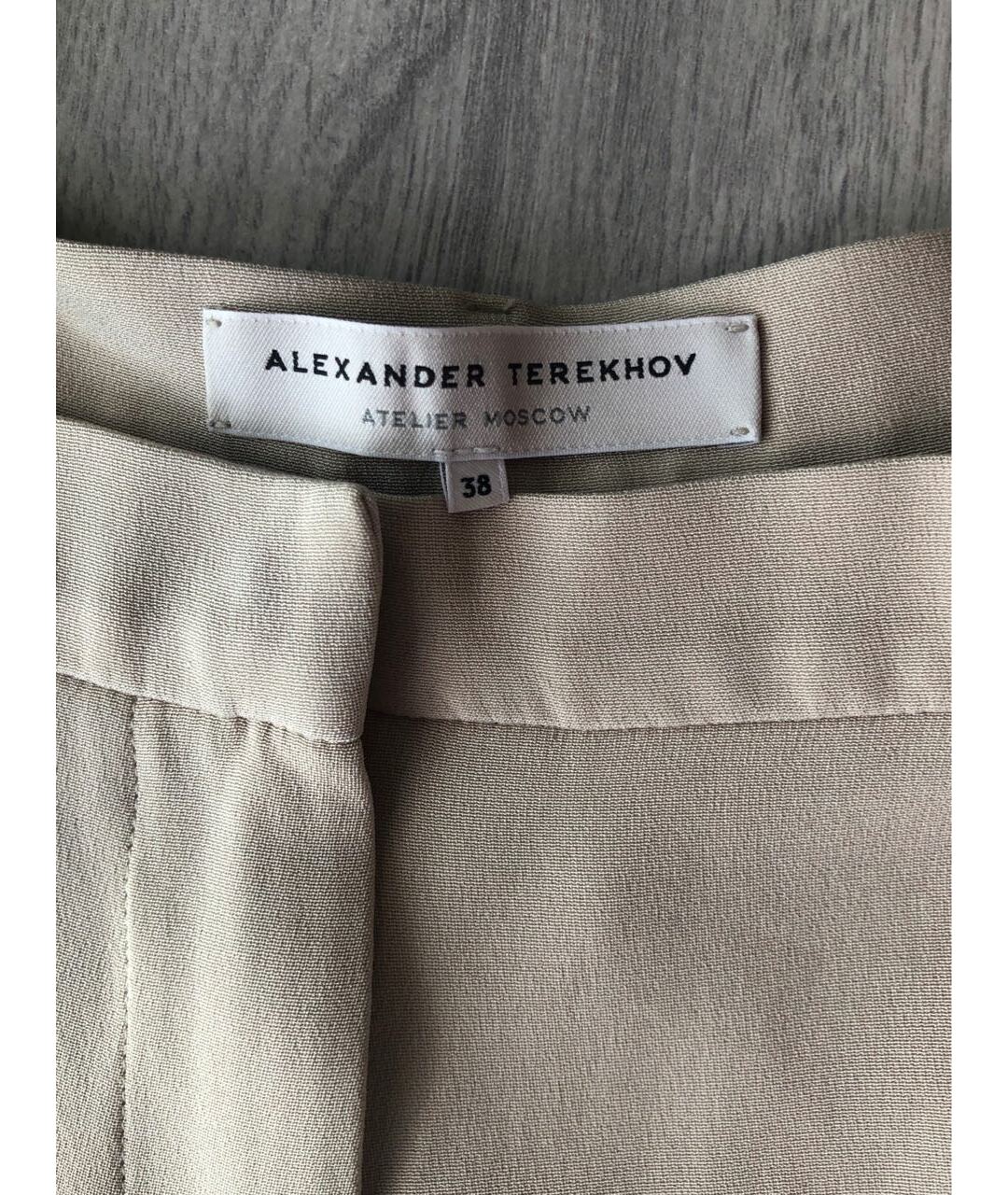 ALEXANDER TEREKHOV Бежевые шелковые прямые брюки, фото 5