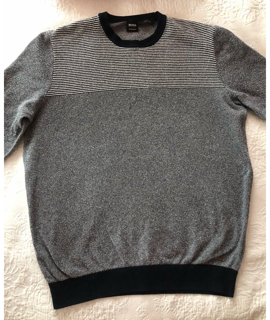 HUGO BOSS Серый хлопко-эластановый джемпер / свитер, фото 6