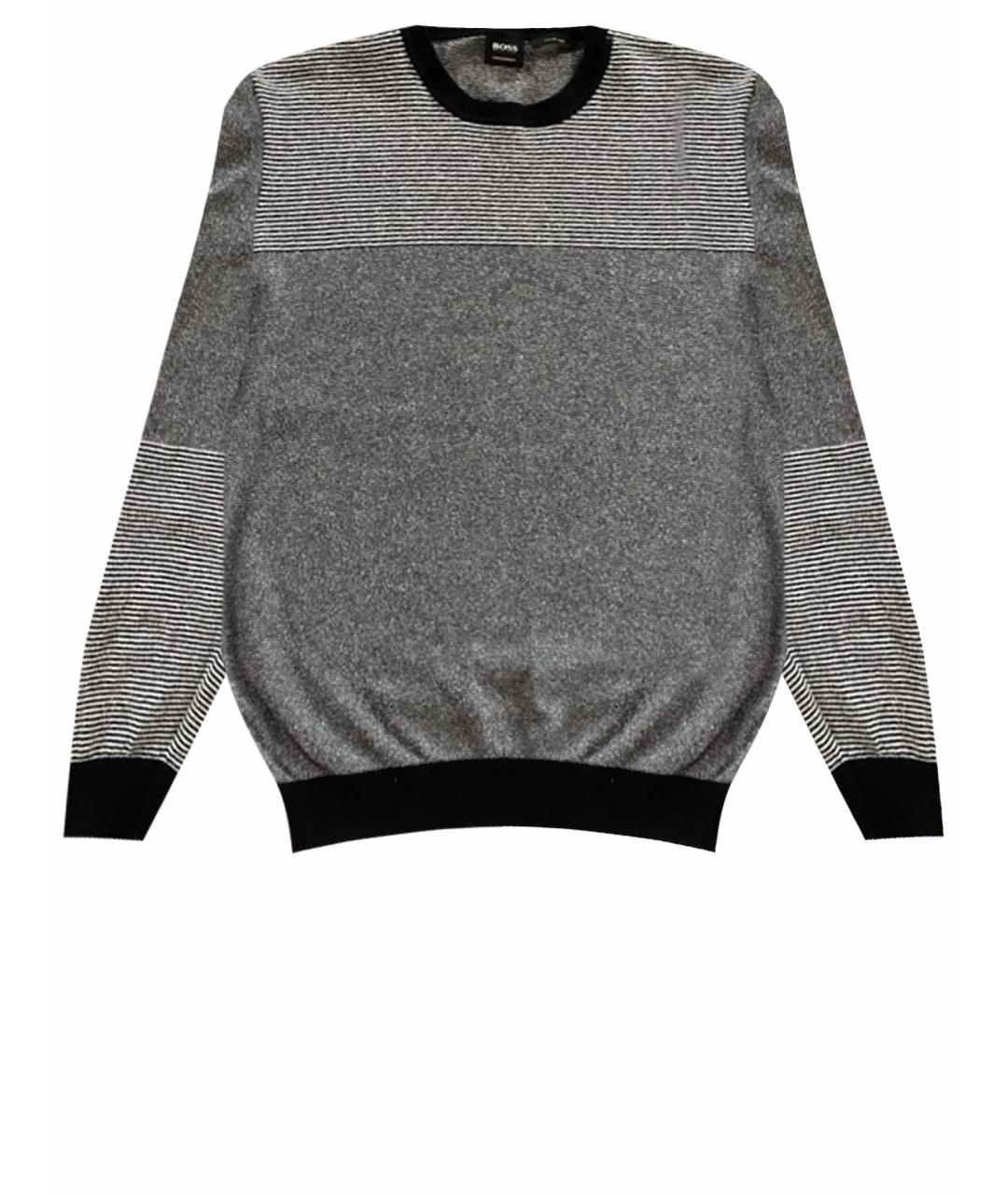 HUGO BOSS Серый хлопко-эластановый джемпер / свитер, фото 1