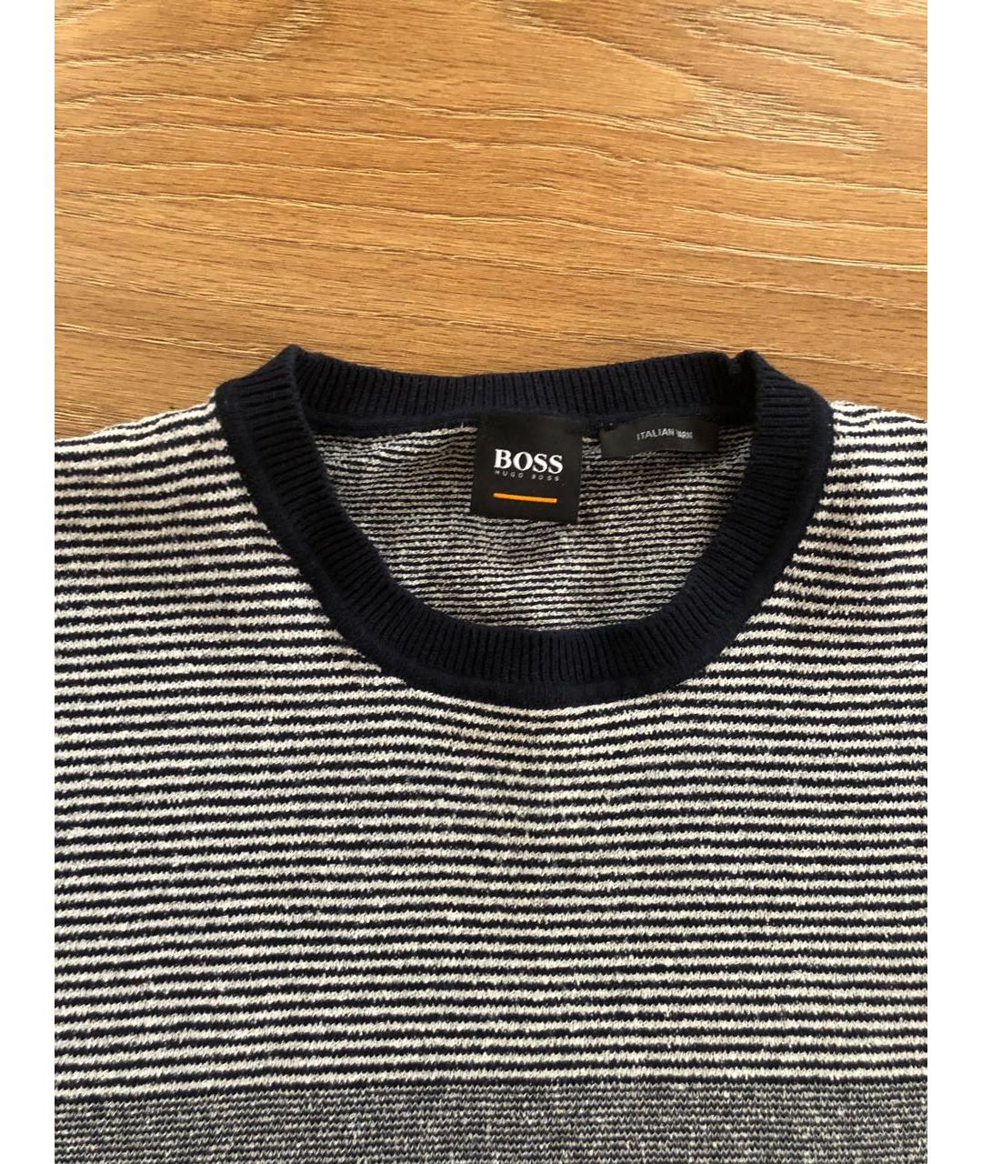 HUGO BOSS Серый хлопко-эластановый джемпер / свитер, фото 3