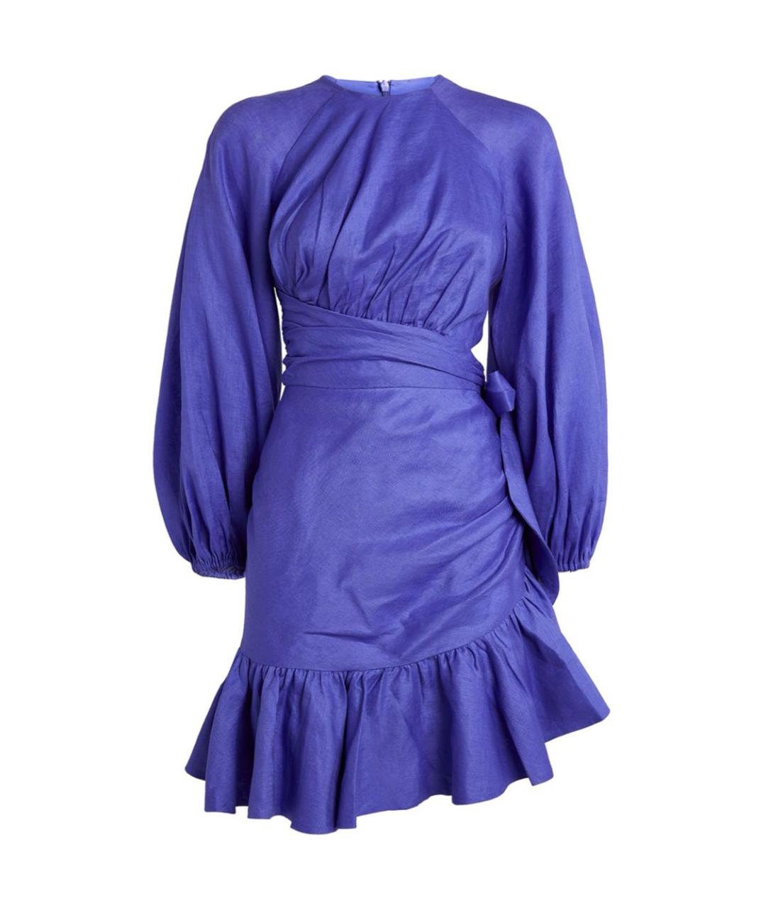 ZIMMERMANN Фиолетовое льняное коктейльное платье, фото 1