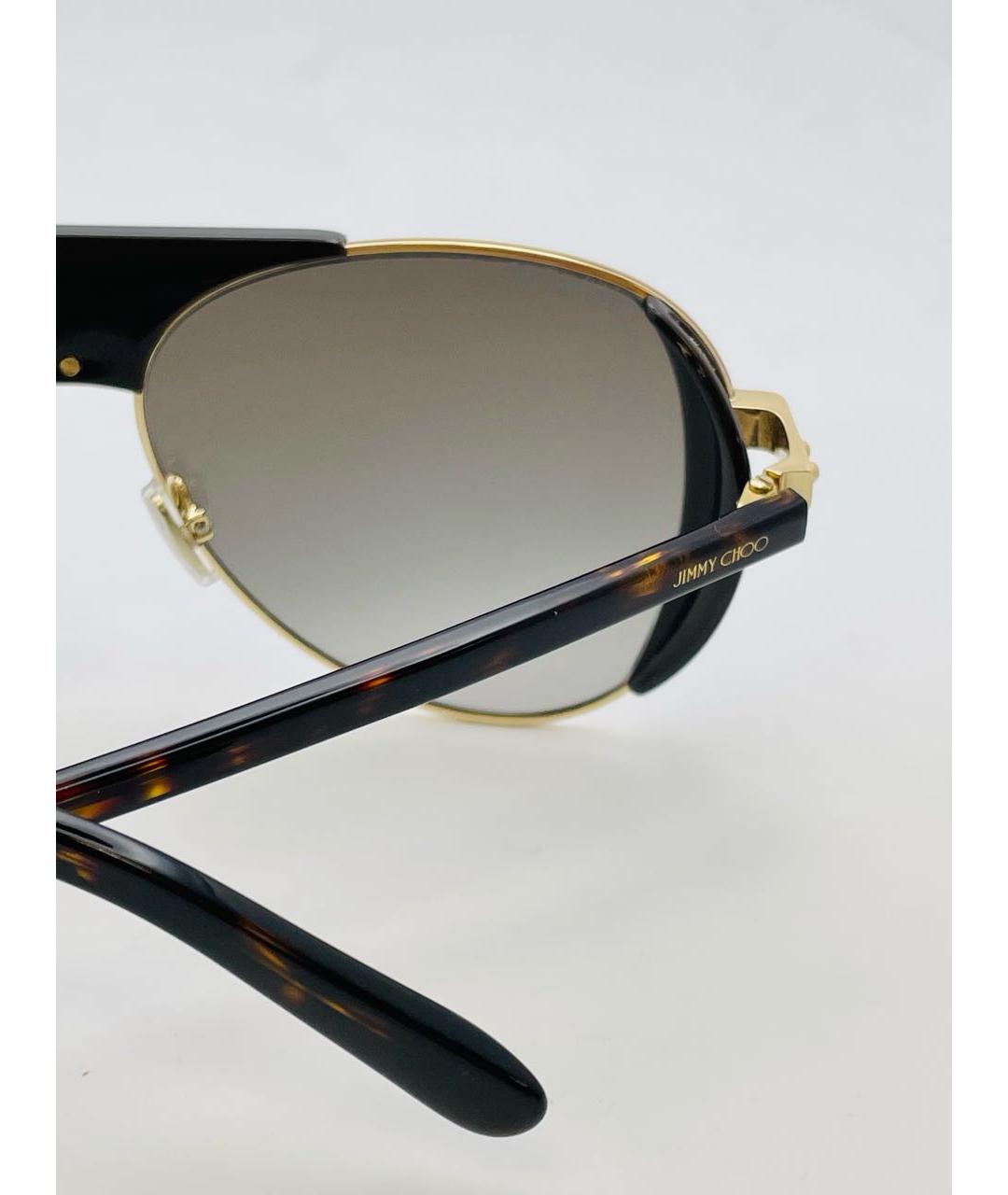 JIMMY CHOO Золотые металлические солнцезащитные очки, фото 5