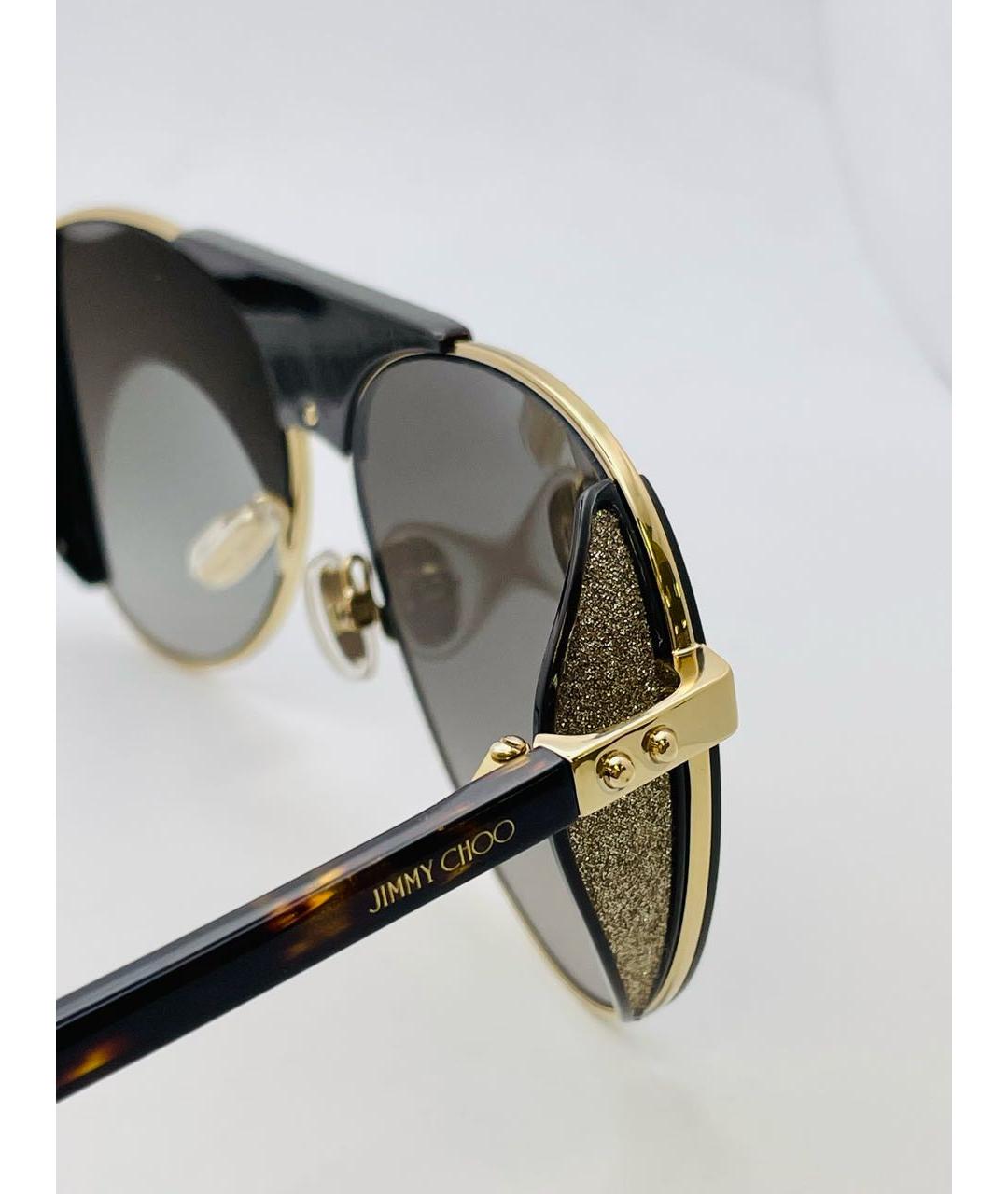 JIMMY CHOO Золотые металлические солнцезащитные очки, фото 3